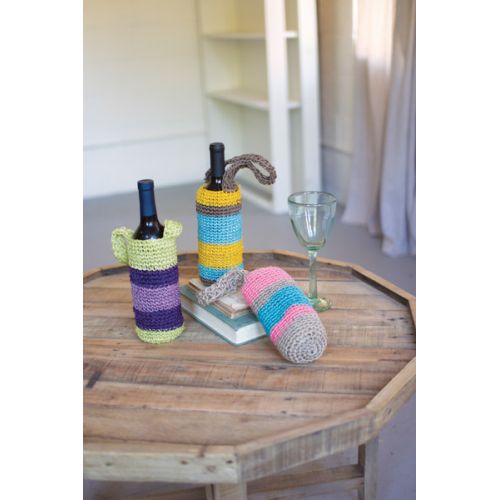 Crocheted Fique Wine Bags Set of 3