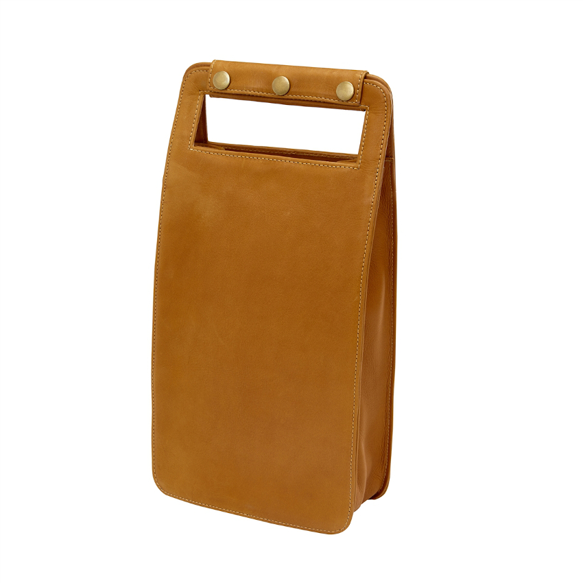 Leather Two Bottle Wine Carrier, Sonoma Tan
