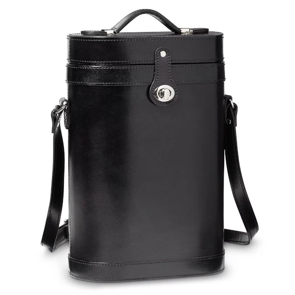 Leather Wine Carrier 2 Bottle Black 