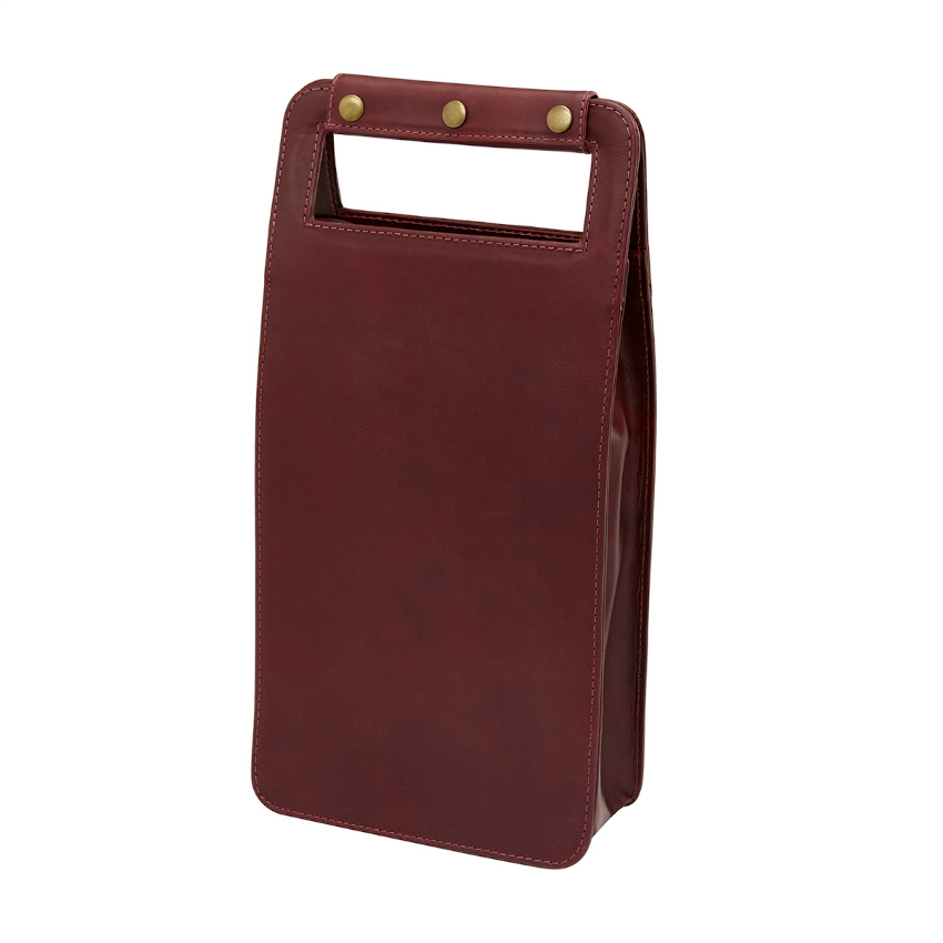 Leather Two Bottle Wine Carrier, Sonoma Burgundy