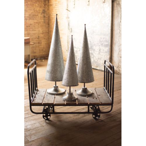 Gi Galvanized Topiaries With Brass Detail Set of 3