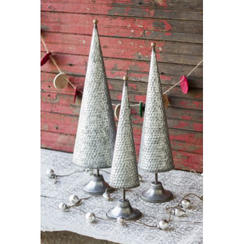 Zinc Topiaries With Beaded Brass Detail Set of 3