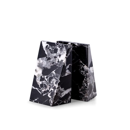 Black Zebra Marble Wedge Bookends