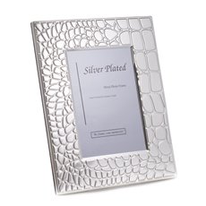 Silver Plated with Croco Design 8x10 Picture Frame with Easel Back