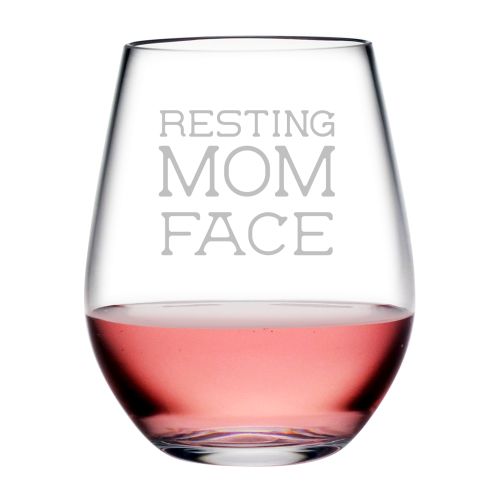 Resting Mom Face Tritan Stemless Wine Tumblers, S/4
