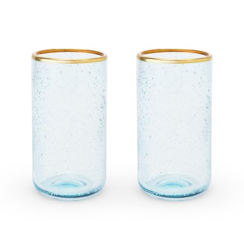 Seaside: Aqua Bubble Glass Tumbler Set by Twine