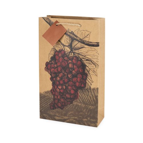 Illustrated Grapes Double Bottle Wine Bag