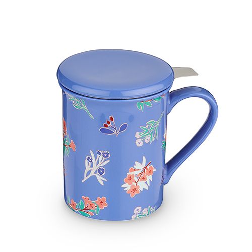 Annette Tea Flower Blue Ceramic Tea Mug & Infuser by Pinky