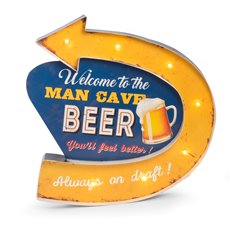 Man Cave Metal Sign, LED Lighted, Wall Mountable