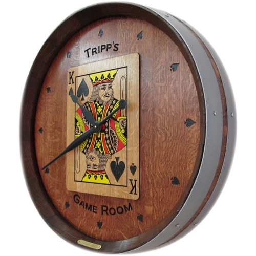 Game Room Wine Barrel Clock