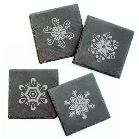 Abstract Snowflakes Slate Coasters (set of 4)