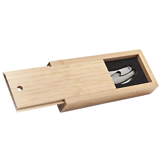 Waiter's Corkscrew Bamboo Slider Gift Box, Personalized