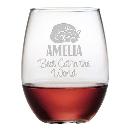 Personalized Best Cat Stemless Wine Glasses (set of 4)