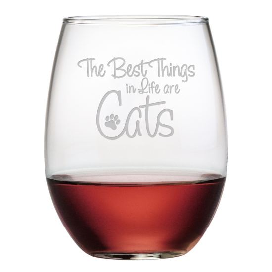 Best Things Are Cats Stemless Wine Glasses (set of 4)