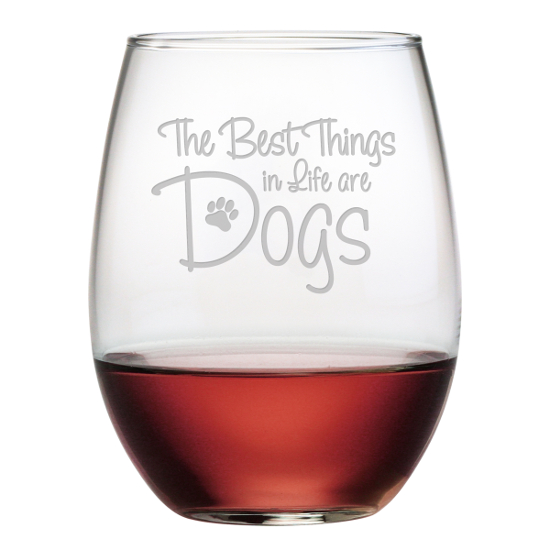 Best Things Are Dogs Stemless Wine Glasses (set of 4)