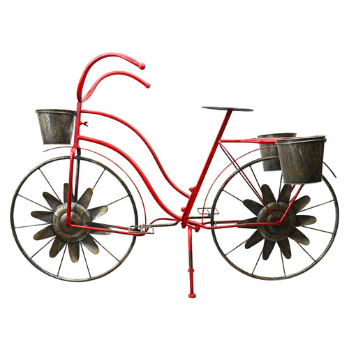 Bicycle Garden Decor Plant Stand, Red