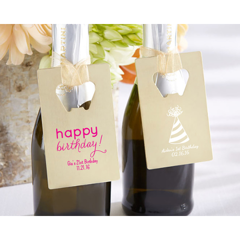 Personalized Birthday Credit Card Bottle Openers (set of 36)