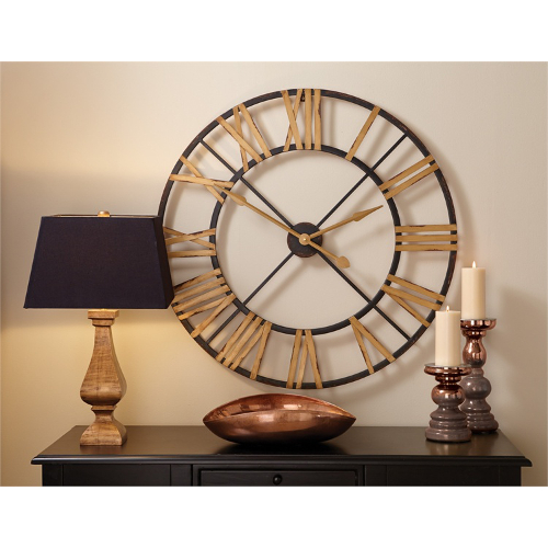 Black and Gold Metal Wall Clock