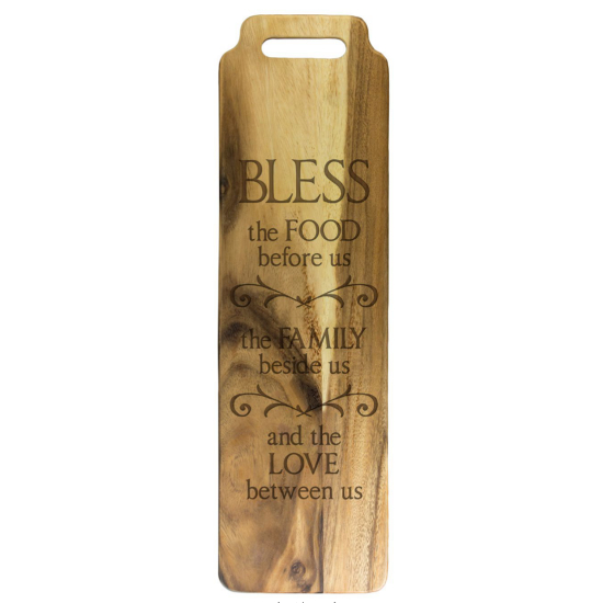 Bless The Food Acacia Long Board Bread Plank