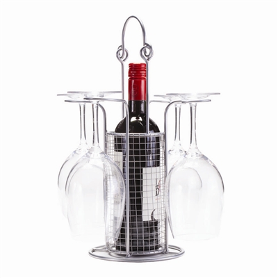 Wine Bottle Service and Wine Glasses Caddy