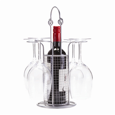 Wine Bottle Service and Wine Glasses Caddy