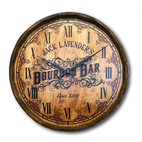 Personalized Bourbon Bar Quarter Barrel Wall Clock