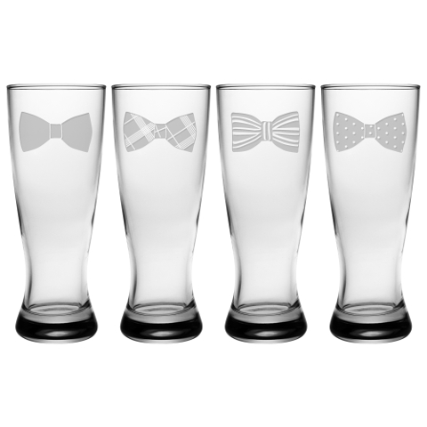 Bow Ties Grand Pilsner Glasses (set of 4)