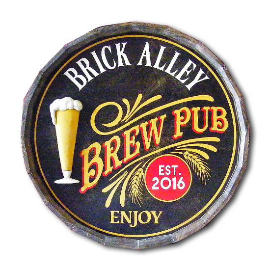 Brew Pub Personalized Quarter Barrel Sign