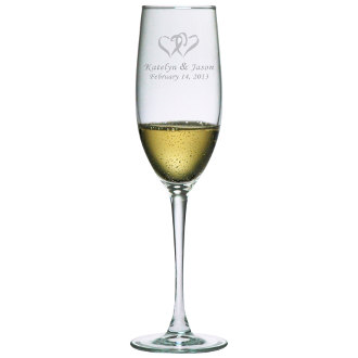 Double Hearts Bridal Champagne Toasting Flutes