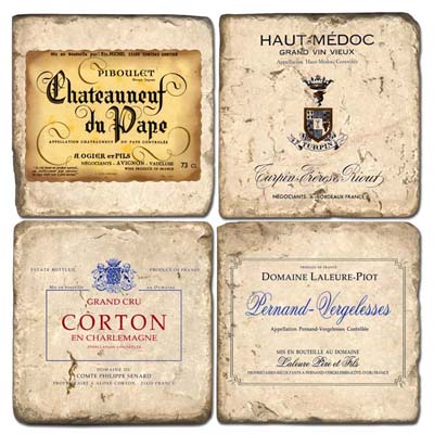 French Wine Labels II Coaster Set