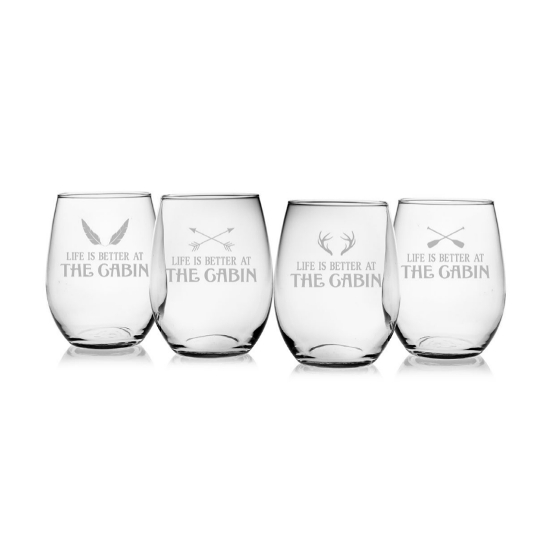 Life Is Better At The Cabin Stemless Wine Glasses (set of 4)