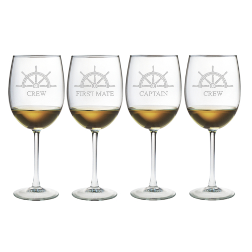 Captain's Collection Etched Stemmed Wine Glasses (set of 4)