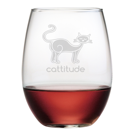 Cattitude Stemless Wine Glasses (set of 4)