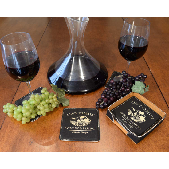 Personalized Chateau Leather Coasters