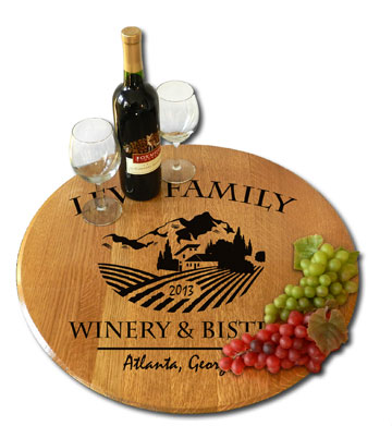 Chateau Personalized Oak Barrel Lazy Susan