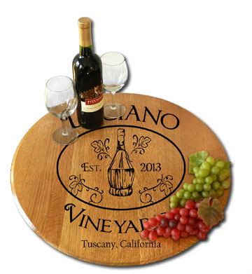 Personalized Chianti Wine Barrel Head Lazy Susan
