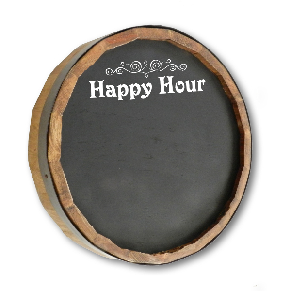 Happy Hour Chalkboard Quarter Barrel Sign