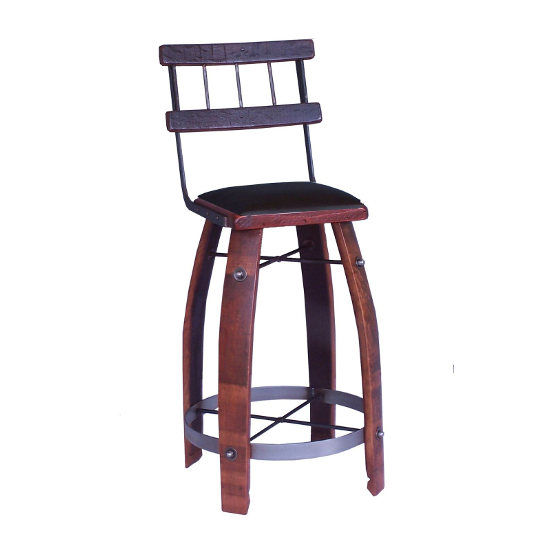 2 Day Designs Stave Bar Stool with Chocolate Leather Seat, 24"