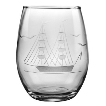 Clipper Ship Stemless Wine Glasses (set of 4)