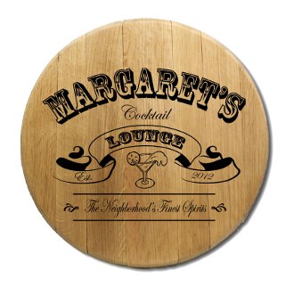 Cocktail Lounge Barrel Head Sign