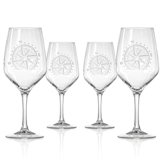 Compass Rose AP Large Wine Glasses