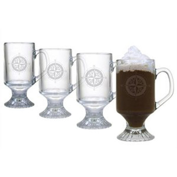 Compass Footed Coffee Mug Glasses (set of 4)