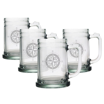 Compass Tankard Beer Mugs  (set of 4)