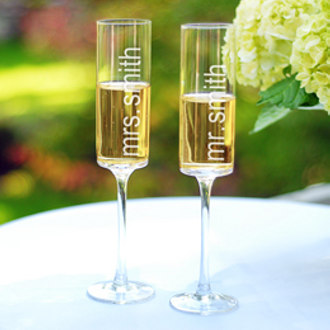 Personalized Contemporary Champagne Flutes
