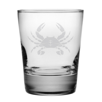 Crab Etched Double Old Fashioned Glass Set