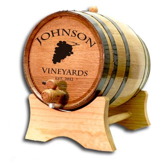 Custom Wine Barrel with Stand, Vineyard Grapes