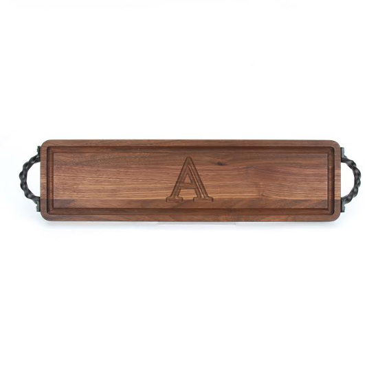Personalized Walnut Bread Board with Twisted Handles