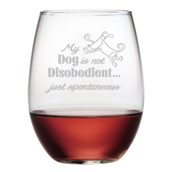 My Dog Is Spontaneous Stemless Wine Glasses (set of 4)