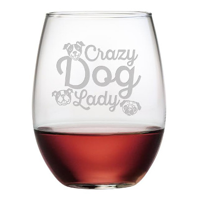 Crazy Dog Lady Stemless Wine Glasses (set of 4)