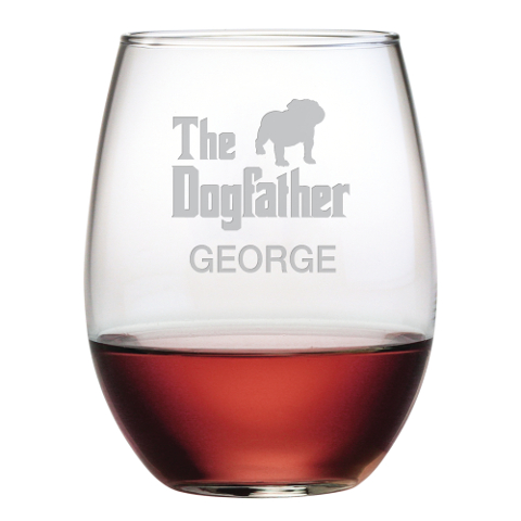 The Dogfather Personalized Stemless Wine Glasses (set of 4)